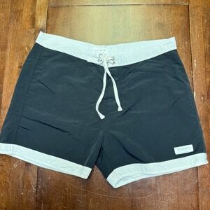 Saturdays Surf NYC Board Shorts Mens 34 Black White Color block Swim 4" Trunks